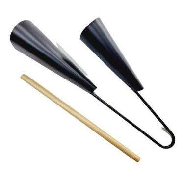 Imagem de Agogô Duplo Pro Fire Metal Preto 30cm - Som Incrível