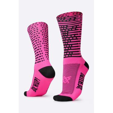 Imagem de Meia HUPI Biometria Rosa Cano Médio para Corrida Bike Esportes 1 Par, Cor: Rosa, Tamanho: Único 36-42