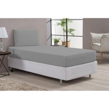 Imagem de Lençol 80% Algodão 2 Peças Cinza Solteiro Percal 180 Fios