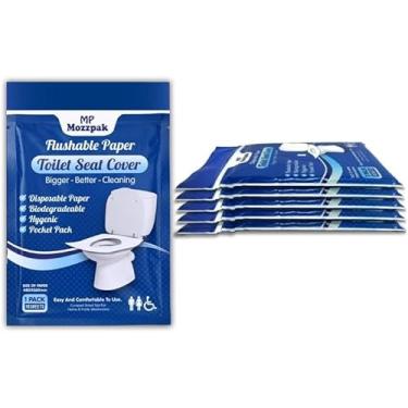 Imagem de MP MOZZPAK Capas de assento de vaso sanitário descartáveis (pacote com 60) - Capa de assento de vaso sanitário descartável XL para treinamento de penico de crianças, adultos - 100% biodegradável -