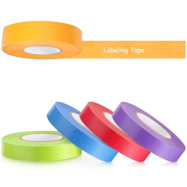 Imagem de Glenmal Pacote com 5 rolos de fita de etiquetagem de laboratório, 164 pés de comprimento x 3/10.2 cm de largura por rolo, fita adesiva impermeável para congelador de baixa temperatura, cores sortidas