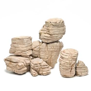 Imagem de KINGRUI Conjunto de pedras para aquários e terrários, cores mistas, design de rocha alpina prateada (4,5 kg (5-17,8 cm, 6-7 peças))