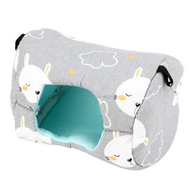 Imagem de AYNEFY Hamster Gray Canvas Hamsh Hammock Hanging House Nid para Pequenos Animais de Estimação, End e Fácil de Limpar, Adequado para Jogos e Sono, 1pcs (Coelho cinza)