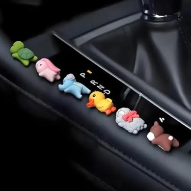 Imagem de Acessórios de interior de carro fofos decorações de painel, conjunto de 6 animais fofos decoração de painel de carro ornamento de espelho retrovisor para mulheres, meninas, casa, jardim, escritório