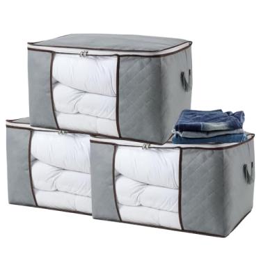 Imagem de Bolsas Saco Organizador Multiuso 60x32x40 Visor Transparente, Tecido Premium Alças Reforçadas Respirável Dobrável Anti Poeira e Umidade - Ideal Para Roupas de Cama, Toalhas, Sapatos, Brinquedos (5)