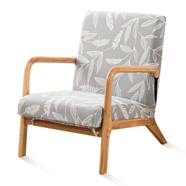 Imagem de SONNACH Capa de cadeira moderna de meados do século, capas de cadeira com detalhes elásticos com braços, capas de poltrona de leitura impressas laváveis para sala de estar (trigo)