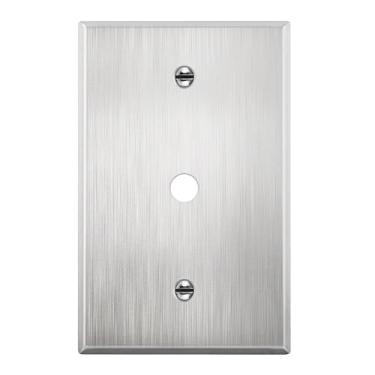 Imagem de LIDER Cabo de telefone com furo de 1 cm de diâmetro, placa de parede de metal, resistente a impactos e corrosão, capa de tomada de metal, aço inoxidável 430, tamanho médio 1 gangue 12,4 cm x 7,9 cm