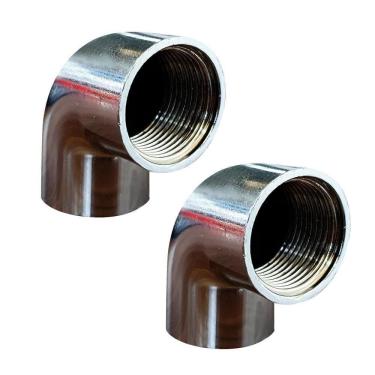 Imagem de Kit 2 Joelho Cotovelo Curva 90º Metal Cromado Fêmea 1/2``