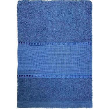 Imagem de Toalha Banho Barra Para Bordar Ponto Cruz 65X130 Azul Escuro