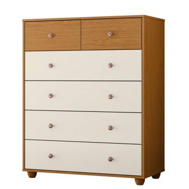 Imagem de Cômoda Para Quarto 6 Gavetas 90cm Vittoria Off/Cinamomo - Albatroz