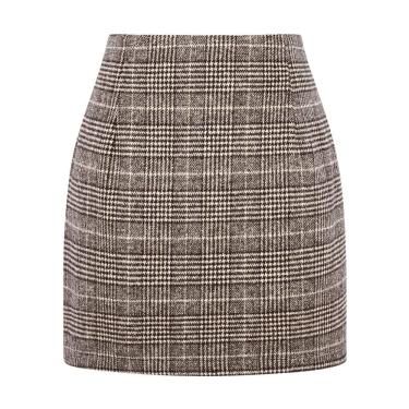 Imagem de Mini saia IDEALSANXUN de lã xadrez de outono e inverno para mulheres