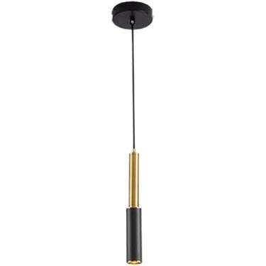 Imagem de Lustre LED Mini moderno pendente de tubo longo luz suspensa para cozinha V-intage lustre industrial linear para casa de fazenda quarto sala de jantar sala de estar, preto e dourado