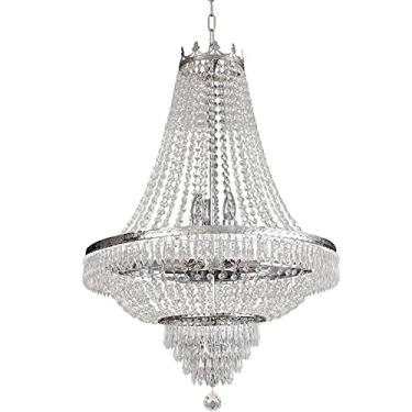 Imagem de Lustre de cristal moderno com luz pendente ajustável, estilo império francês, 9 lâmpadas E12, ideal para sala de jantar, sala de estar, hall de entrada, luminária de teto embutida, acabament