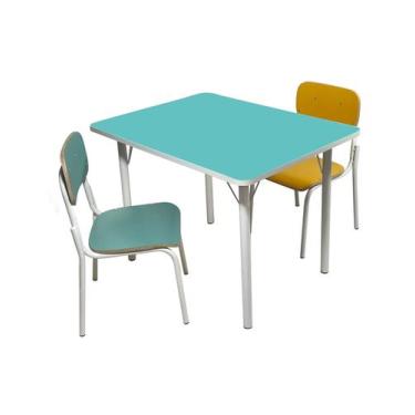 Imagem de Conjunto Infantil Mesa Acqua em Mdf Alt.: 520mm c/ 2 cadeiras colorida