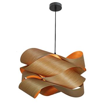 Imagem de Luminária pendente de madeira minimalista moderna para sala de jantar, sala de estar, quarto, lustre criativo de design ultrafino, luminária pendente de designer exclusivo para hall de entra