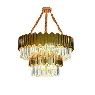 Imagem de Lustre de cristal dourado moderno, luminária de teto embutida para quarto, sala de estar, sala de jantar, escritório, 75 * 65 cm