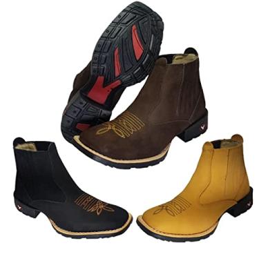 Imagem de Bota Botina Texana Country Feminina e Masculina Modativa Couro Cano Médio (38, Marrom)