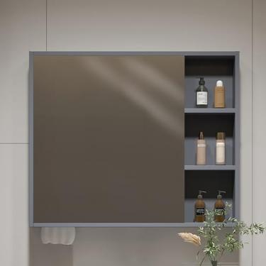 Imagem de AKALNNB Armário de remédios para banheiro, armário de espelho de banheiro montado na parede com portas espelhadas, prateleiras ajustáveis e mecanismo de fechamento macio