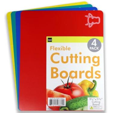 Imagem de Conjunto de 4 tábuas de corte flexíveis livres de BPA | Tapetes de tábua de corte de plástico codificados por cores para evitar contaminação cruzada | 24,8 cm x 29,8 cm