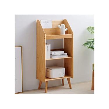 Imagem de AKALNNB Estante de madeira para livros, estante de madeira, estante de livros de fácil montagem, organizador utilitário para sala de estar, marrom-marrom