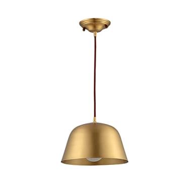 Imagem de YQSLQZZ Lustre de latão americano, luminária pendente acima da mesa de jantar, luzes de teto vintage para casa de fazenda, para sala de jantar, cozinha, ilha, pia, corredor