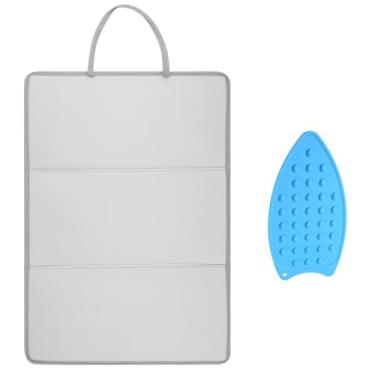 Imagem de Tapete de passar para mesa, almofada de passar a ferro resistente ao calor para tampo de mesa portátil para viagem almofada de engomar cobertor adequado para lavadora, secadora, bancada, cama (5-cinza