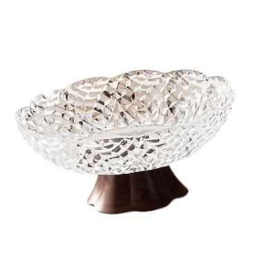 Imagem de Kuntesetty Fruteira pedestal tigela decorativa bandeja de frutas de pé alto para decoração de casa para lanches, L Clear White