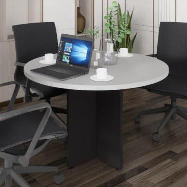 Imagem de Mesa Escritório de Reunião 110cm Redonda Multimóveis Cr25330 Cinza/preto