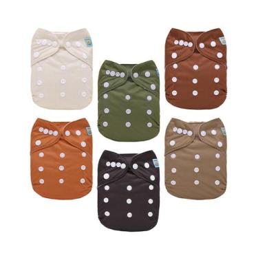 Imagem de Fralda de pano para bebês ALVABABY, pacote com 6, ajustável e reutiliz