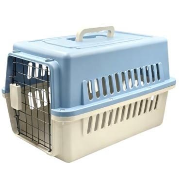 Imagem de Caixa de transporte para gatos porta de ferro resistente para animais de estimação até 10 kg(AZUL- ELO N2 ATÉ 10KG)