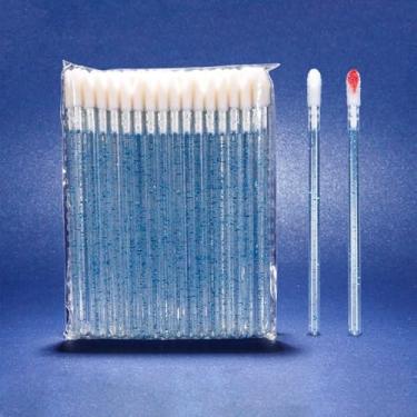 Imagem de 50 aplicadores descartáveis para varinhas labiais – pincel labial, pincel sem fiapos, varinhas de brilho, aplicador de maquiagem, kits de ferramentas de beleza, azul