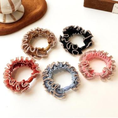 Imagem de 5 peças de prendedores de cabelo elásticos de renda para mulheres acessórios de cabelo grosso forte sem danos