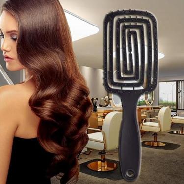 Imagem de Escova de cabelo mágica, escova de cabelo desembaraçadora ventilada úmida e seca, escova ultra desembaraçadora, para homens, mulheres, escova de cabelo de massagem de secagem rápida (preta, 23 x 7,5