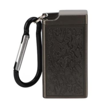 Imagem de Cinzeiro de alumínio, portátil coberto com tampa mini padrão em relevo, bolso para casa, interior, exterior