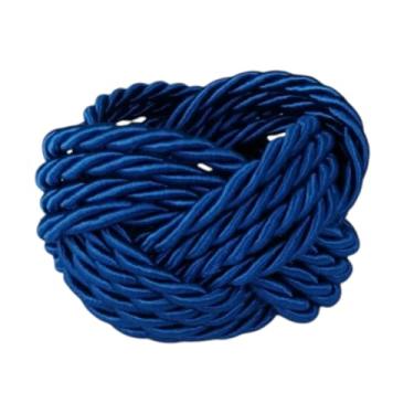 Imagem de Porta Guardanapo Náutico Decorativo, Kit 6 Peças, Cordão Trançado para Mesa Posta, Anel de Guardanapo em Tecido Linho, Laço Clássico, Vermelho (Azul Royal)