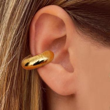 Imagem de Brincos de orelha femininos de aço inoxidável banhado a ouro real 14K de aço cirúrgico para orelhas, brinco de cartilagem, brincos falsos, leves