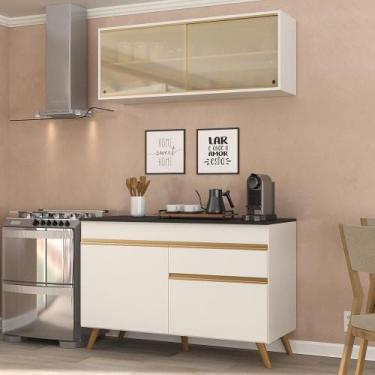 Imagem de Cozinha Compacta 2 Peças Armário e Balcão Multimóveis Branca - MULTIMO