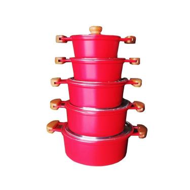 Imagem de Jogo De Panelas Alumínio Batido Fundido Vermelha Extang