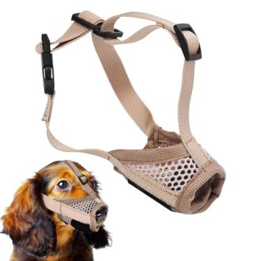 Imagem de Focinheira para cães, focinheira macia tamanho PP para parar de mastigar mordidas com malha respirável e design de barra de cabeça estável Proteção de malha anti-latido para cães pequenos presente