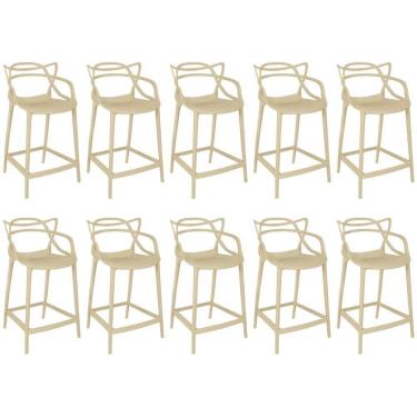 Imagem de Kit 10 Banquetas Média Allegra 66cm Design Cozinha/bancada - Nude