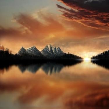 Imagem de Quadro Decorativo Sunset Orange e Céu Estrelado - Arte Modern 50x70cm Tamanho 30x30cm