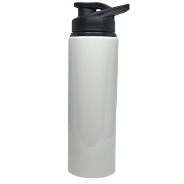 Imagem de Squeeze Esportivo Alumínio 750ml com Tampa Plástica Branco Garrafa para Academia Corrida Caminhada Hidratação Diário Leve Resistente Livre de BPA Ideal para Água e Bebidas