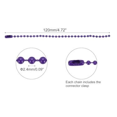 Imagem de Generic 50 peças, corrente de contas de 12 cm, corrente de bola de metal com conectores para chaveiro, enfeite pendurado, etiqueta, joias, colar, decoração de Natal, roxo escuro