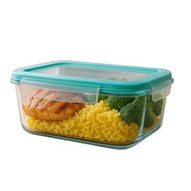 Imagem de Potes de Vidro Hermético Mantimentos Marmita 1040ml Borracha De Silicone E 4 Travas Hermético