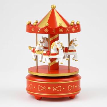 Imagem de Caixinha Carrossel Musical A Corda Enfeite Decoração Para natal