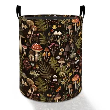 Imagem de Cesto de lavanderia vintage de cogumelo para meninos, meninas, crianças e adultos, caixa de armazenamento de roupas Oxford dobrável à prova d'água, organizador de natureza para quarto, banheiro