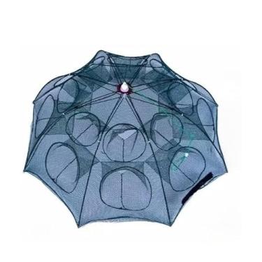 Imagem de Rede De Pesca Gaiola De Camarão Dobrável Nylon Automático Guarda-chuva Forma Armadilha Para Peixes Rede Dobrável(6 buracos)