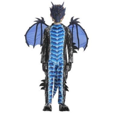 Imagem de Fantasia infantil de dragão Corespe Tail & Mask azul média 8-10Y