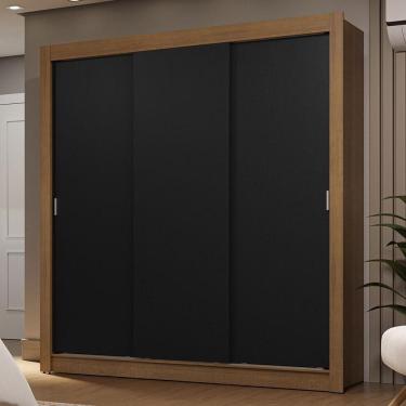 Imagem de Guarda-Roupa Casal 3 Portas Correr Rustic/Preto