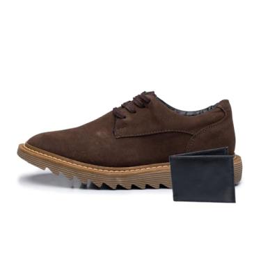 Imagem de Sapato Social Oxford Masculino em Camurça, Estilo Brogue com Solado Tratorado e Carteira, para Festas e Uso Diário (Café Ambar, BR, Adulto, Numérico, 42)